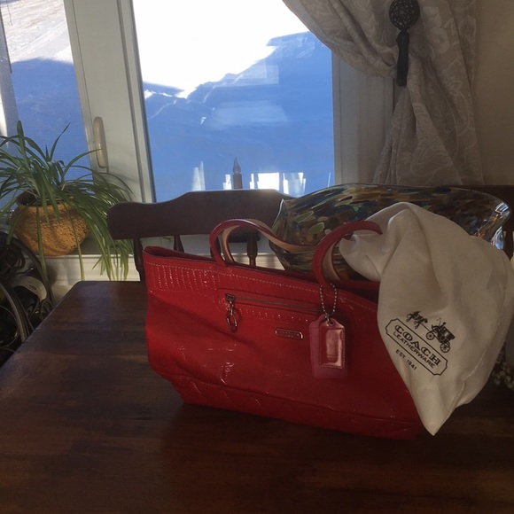 Red Patent Coach Purse - Picture 1 of 2
